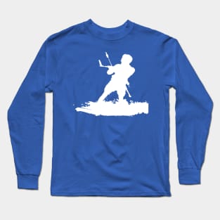 Kitesurfing Enthusiast Riding A Wave White Silhouette Long Sleeve T-Shirt